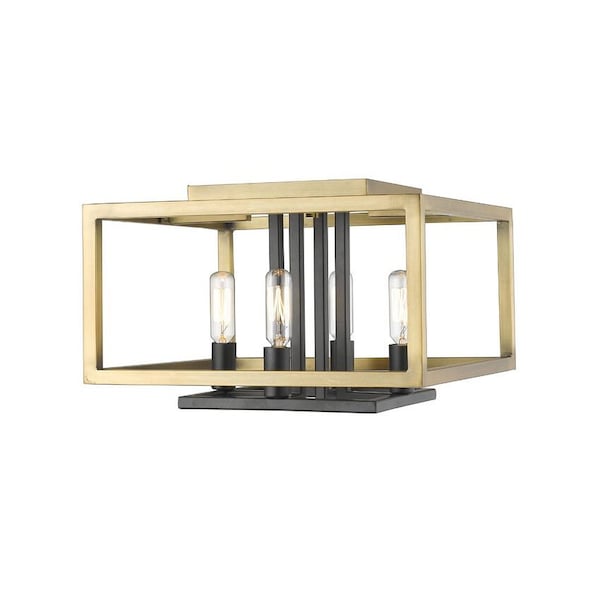 Z-Lite Quadra 4 Light Flush Mount, Olde Brass + Bronze 456F-OBR-BRZ - main